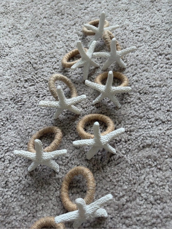 Unknown Other - 50 White Starfish Napkin Rings with Natural Rope by